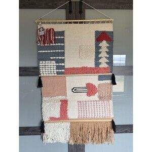 Artisan Market Wall Hanging 30x50 Boho Chic Bohemian 80% Wool Hand Woven New
